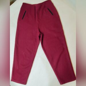 Vintage United Colors of Benetton Maroon Wool Blend Trousers. Size Small Elfcore